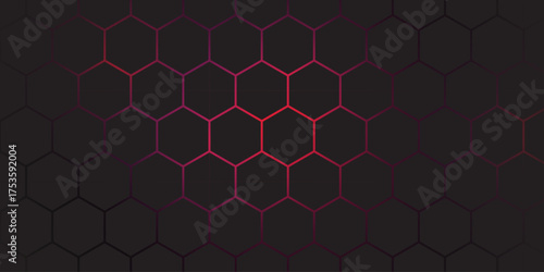 Quadro su tela Abstract red background with seamless honeycomb texture and geometric hexagonal