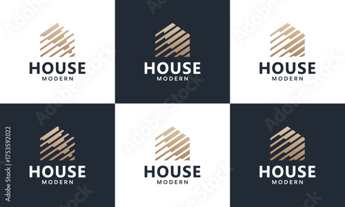 Collections of modern house logo design vector illustration. Abstract home building design graphic with minimalist line style. Icon, symbols, creative