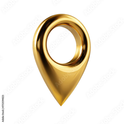 Gold location marker on transparent background