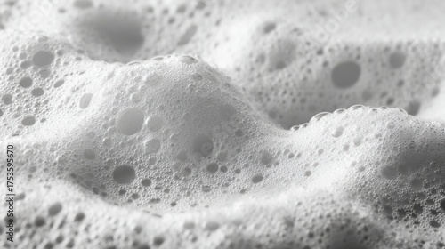 Abstract bubbly foam texture with clean white bubbles for a fresh and modern aesthetic perfect for backgrounds or product showcases