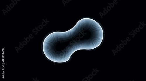 Abstract organic fluid shape on black background, soft glowing blob, cellular or molecular concept, modern design element, futuristic art