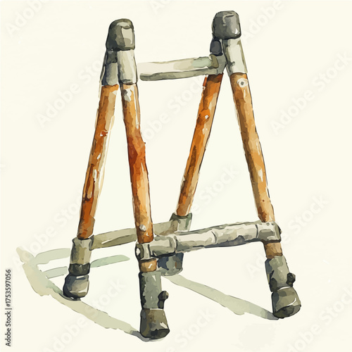 Crutches, watercolor clipart vector, isolated on a white background.