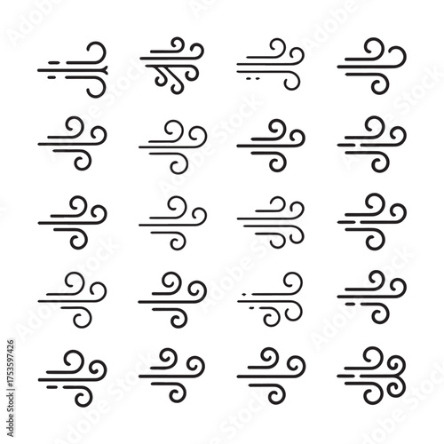 stylized wind icon collection air flow vectors for forecasts environmental graphics ai eps jpeg