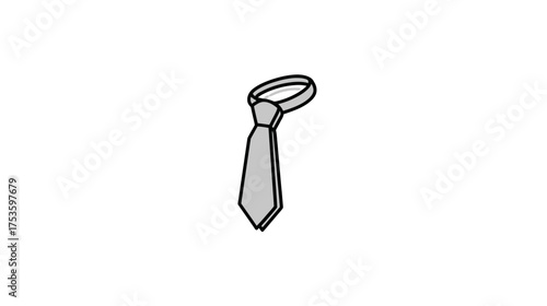 Simple gray necktie illustration on white background, formal men's accessory, business attire, professional fashion icon