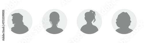 Avatar flat icon set. Default anonymous user portrait vector illustrations. Signs for man, woman faceless profile picture. Gray round website placeholder. avatar profile icon. user icon. EPS 10.