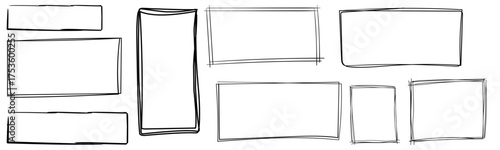 Hand drawn sketch frame vector. Simple doodle rectangle pencil frame border shape. Vector illustration