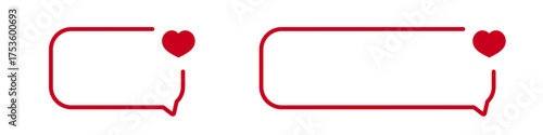 Minimalist red heart speech bubble frames.
