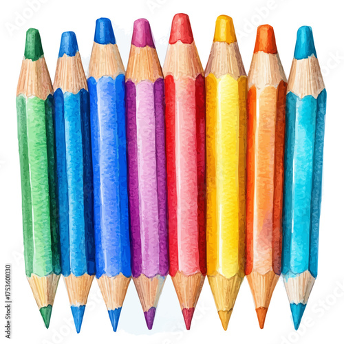 Colored Pencil, watercolor illustration vector, isolated on a white background.