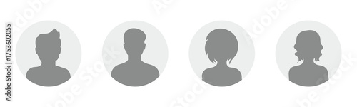Monochrome diverse faceless anonymous people characters avatar headshot portrait isolated set