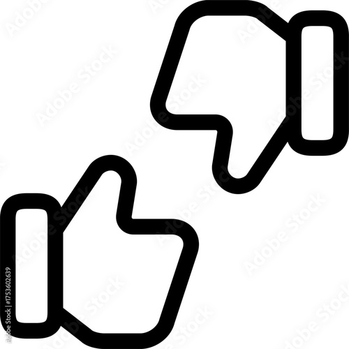 Vector art of thumbs up and thumbs down icon representing agreement and disagreement feedback