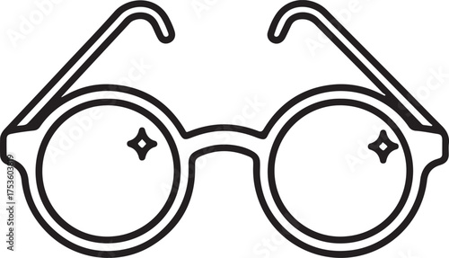 Vector art of sparkling round glasses, a fun and stylish accessory