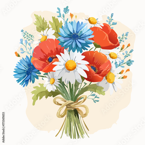 Wildblumenstrauß auf rustikalem Hintergrund