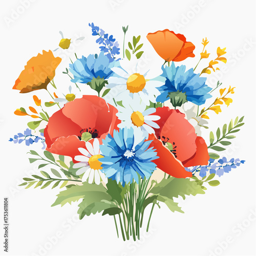 Wildblumenstrauß auf rustikalem Hintergrund