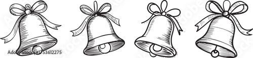 Wedding black bells set. Liberty Bell Silhouettes Liberty Bell EPS Vector Liberty Clipart. wedding black bells set. Christmas Jingle Bells Set. Vector Illustration. Isolated on white background. 