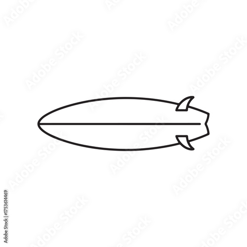 Surfboard for extreme sea or ocean sport during summer beach vacation. surfboard icon. Extreme sea sport, summer recreation and ocean vacation. outline icon isolated on white background