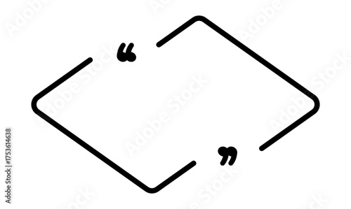 Minimalist frame design featuring modern quotation marks in a sleek layout for creative projects.