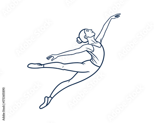 Elegant Ballerina Silhouette Graceful Leap Artistic Rendition Dance Performance Illustration Woman in Motion Modern Art Minimalist Design Creative Expression Conceptual Artwork