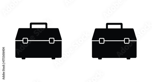 Simple black and white illustration of two classic lunch boxes side by side
