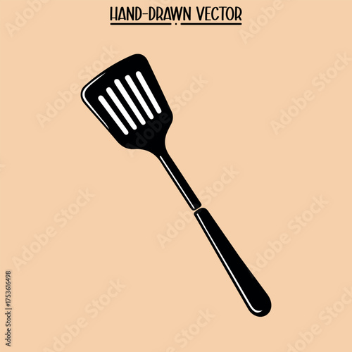 Black Kitchen Spatula Vector Icon for Cookware Design