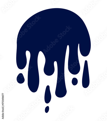 Bold navy ink splash falling against a white backdrop. perfect for creative design elements.