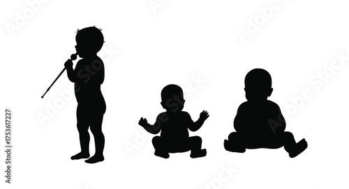 Silhouette of a child s evolutionary stages from infancy to toddlerhood