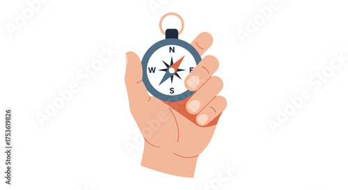 A hand using a traditional compass for navigation, rather than a phone app