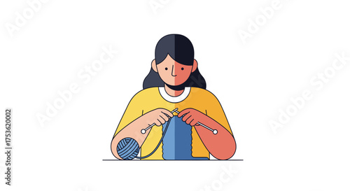 A person practicing knitting or crafting, focusing on tangible creation