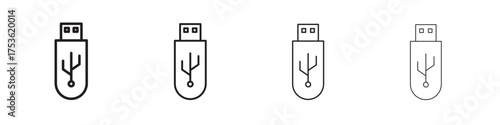usb drive icon outline vector. outline icons collection.