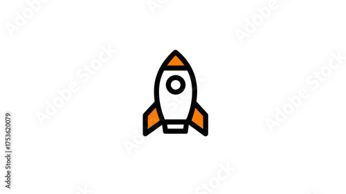 Simple outlined rocket icon illustration for startup launch, business success, project boost, or technological innovation concept