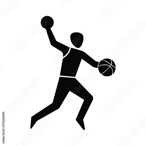 Basketball Player Pictogram Isolated on White Background