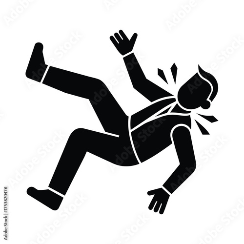 Man Slipping Accident Pictogram Isolated on White Background