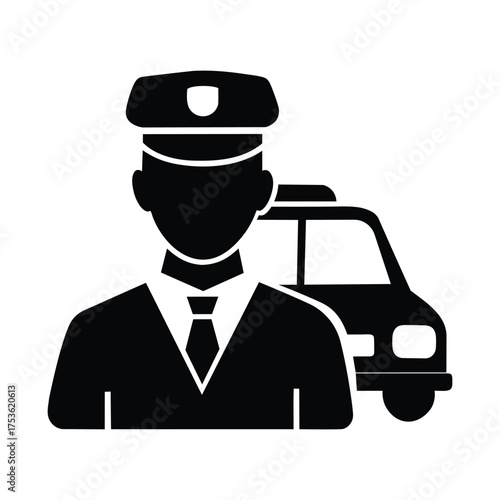Taxi Driver Pictogram Isolated on White Background