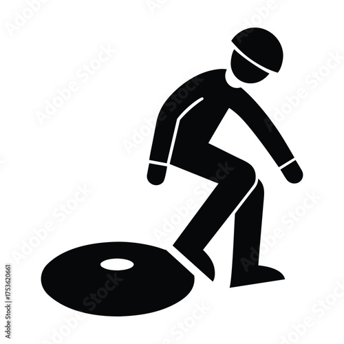 Worker with Foot Stuck in Hole Pictogram Isolated on White Background