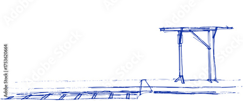 Simple Crane Sketch on White Background