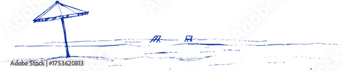 Beach Shelter, Minimalist Line Drawing
