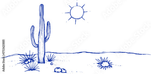 Desert Silhouette: Cactus and Sun
