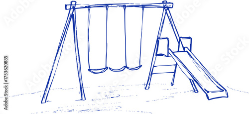 Simple Blue Swing Set Illustration