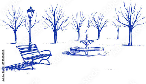 Winter Park Serenity: Fountain and Trees