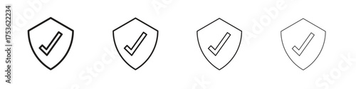 Shield check mark icon outline vector. outline icons collection.