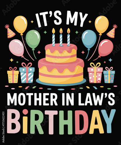 Present Balloon Candle Cake It's My Mother In Law's Birthday