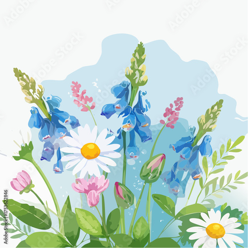 Wiesenblumen im Morgentau – zarte Stimmung