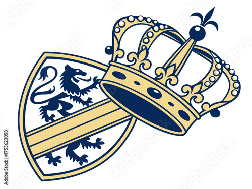Royal Crest with Crown and Shield Emblem Design