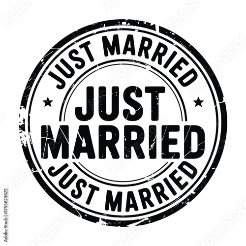 Just married stamp circular design