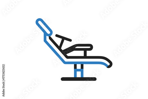 Simple outline of a reclining medical chair or examination bed icon