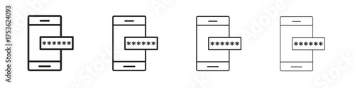 Otp sms password icon outline vector. outline icons collection.