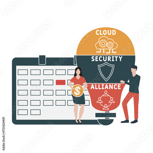 CSA - cloud security alliance acronym. business concept background. vector illustration concept with keywords and icons. lettering illustration with icons for web banner, flyer, landing