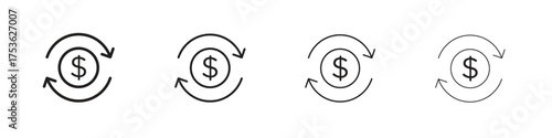 Cash flow icon outline vector. outline icons collection.