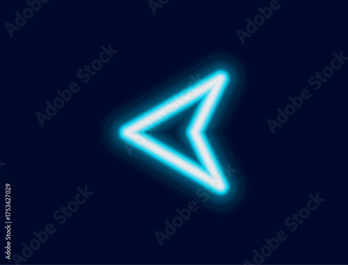 A glowing blue neon arrow like shape pointing left a unique and modern graphic element for various designs.