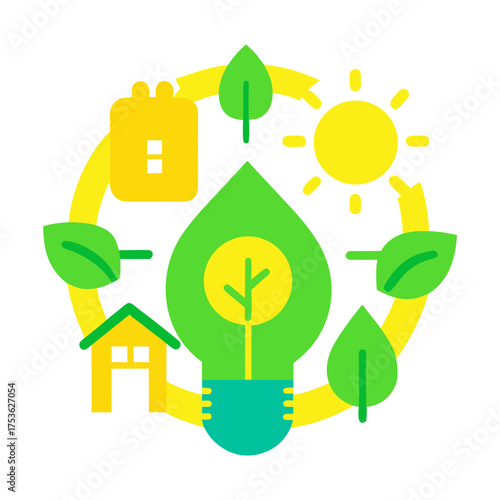 Bright vector art illustration how to save energy at home scalable svg isolated on white background