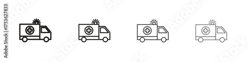 Ambulance icon outline vector. outline icons collection.